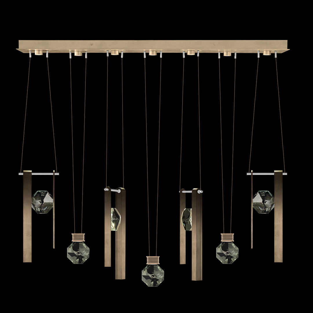 Fine Art Handcrafted Lighting Aria 60"W Linear Pendant in Soft Ombre Bronze, 3333444 (100007-3-3333444)