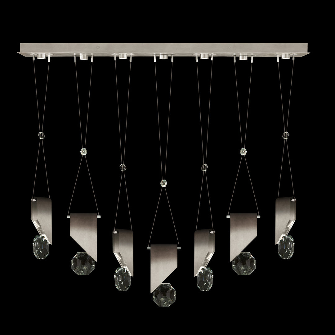 Fine Art Handcrafted Lighting Aria 60"W Linear Pendant in Soft Ombre Silver Leaf, 1111111 (100007-4-1111111)