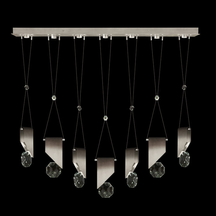 Fine Art Handcrafted Lighting Aria 60"W Linear Pendant in Soft Ombre Silver Leaf, 1111111 (100007-4-1111111)