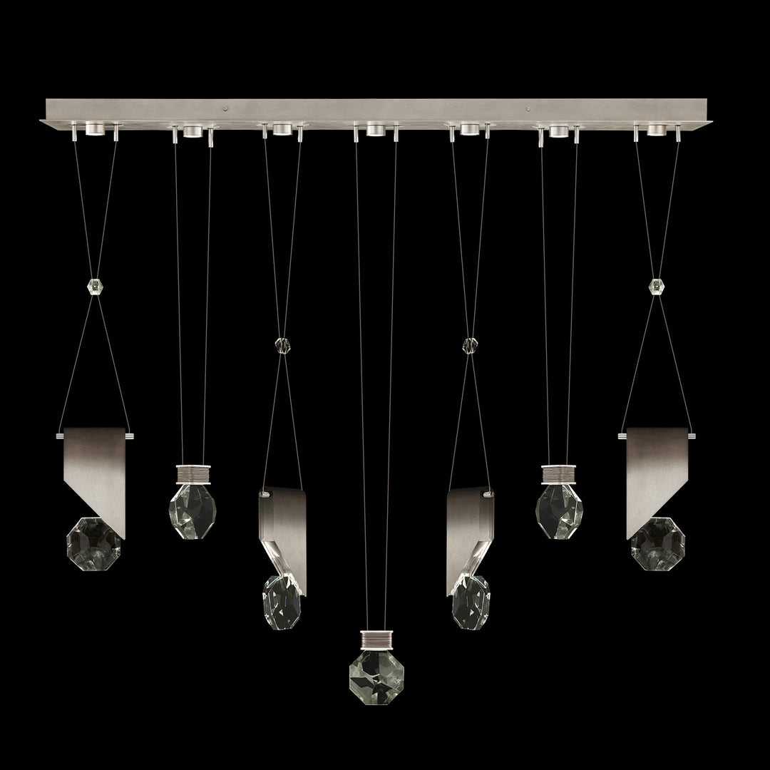 Fine Art Handcrafted Lighting Aria 60"W Linear Pendant in Soft Ombre Silver Leaf, 1111444 (100007-4-1111444)