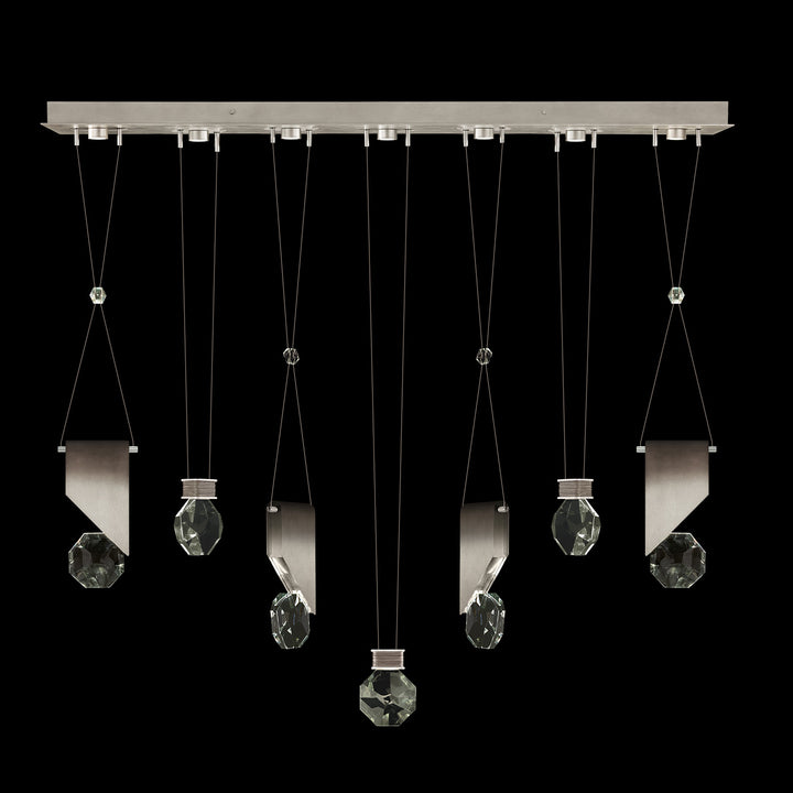 Fine Art Handcrafted Lighting Aria 60"W Linear Pendant in Soft Ombre Silver Leaf, 1111444 (100007-4-1111444)