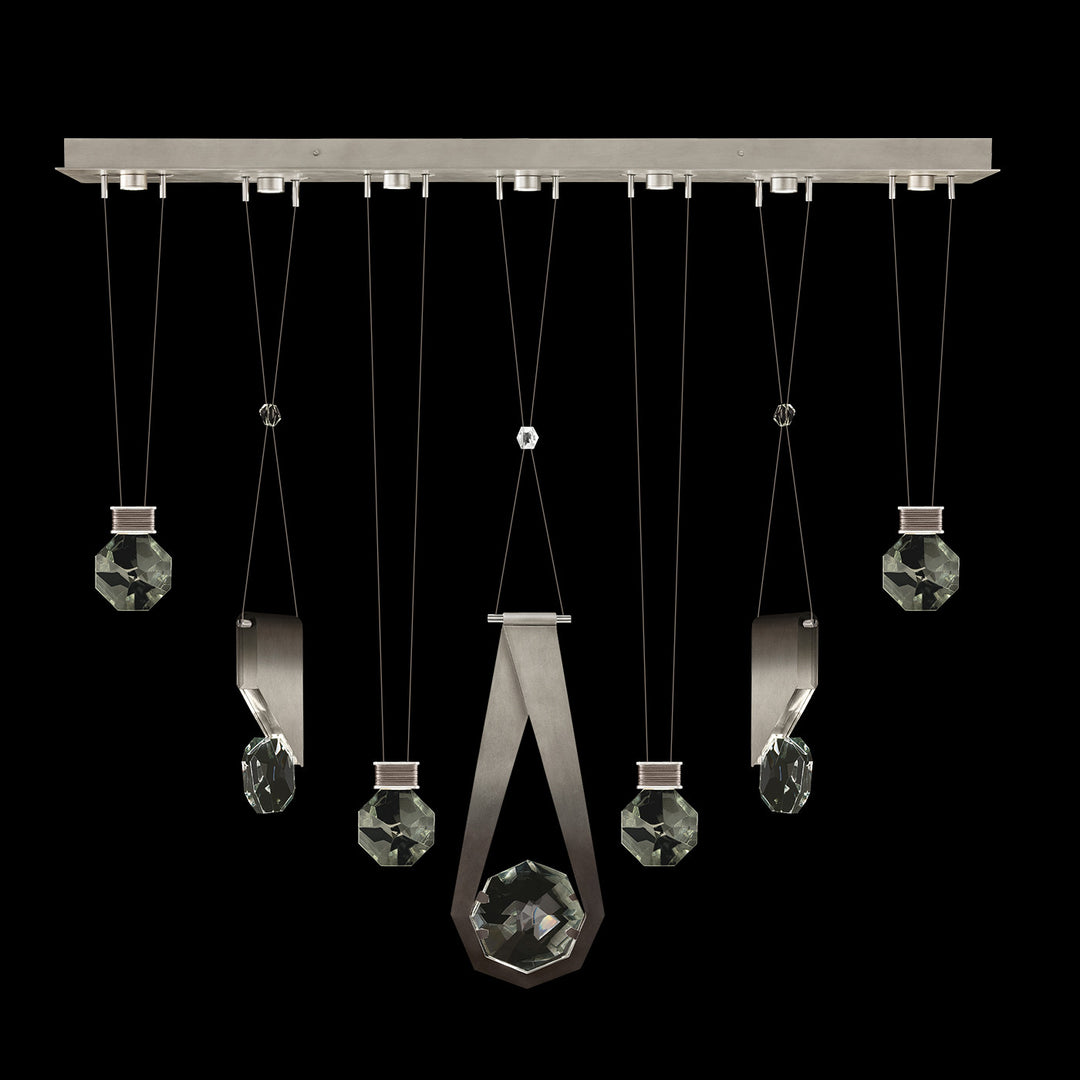 Fine Art Handcrafted Lighting Aria 60"W Linear Pendant in Soft Ombre Silver Leaf, 1124444 (100007-4-1124444)