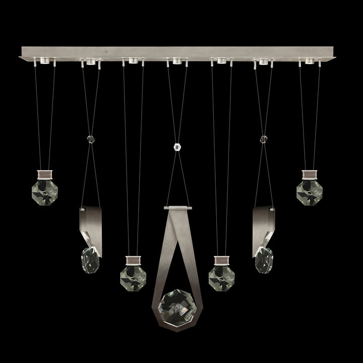 Fine Art Handcrafted Lighting Aria 60"W Linear Pendant in Soft Ombre Silver Leaf, 1124444 (100007-4-1124444)