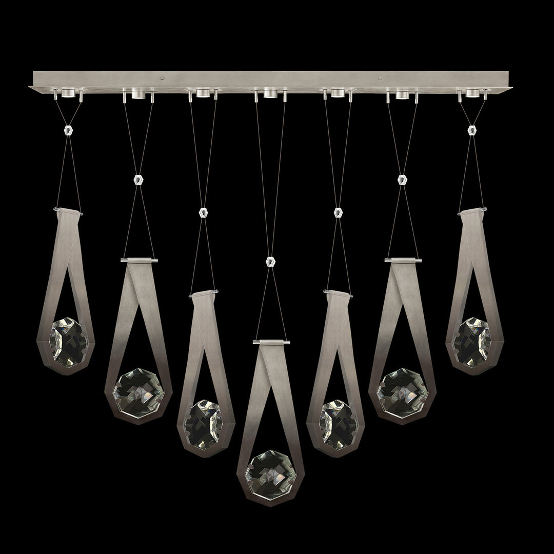 Fine Art Handcrafted Lighting Aria 60"W Linear Pendant in Soft Ombre Silver Leaf, 2222222 (100007-4-2222222)