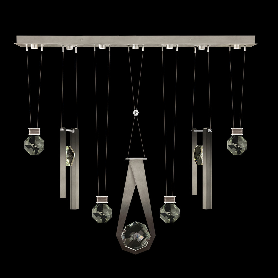Fine Art Handcrafted Lighting Aria 60"W Linear Pendant in Soft Ombre Silver Leaf, 2334444 (100007-4-2334444)