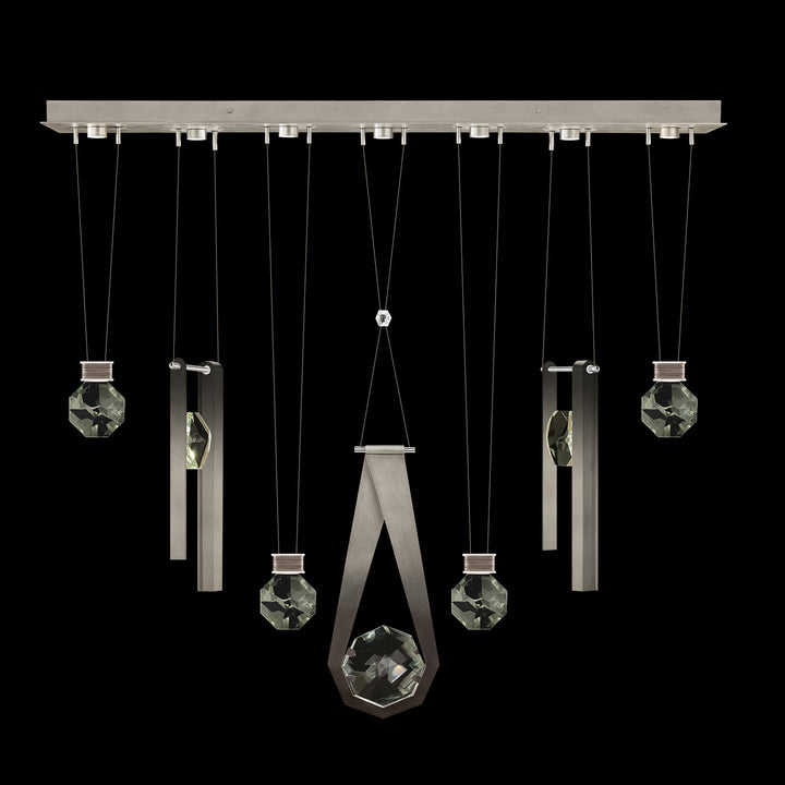 Fine Art Handcrafted Lighting Aria 60"W Linear Pendant in Soft Ombre Silver Leaf, 2334444 (100007-4-2334444)