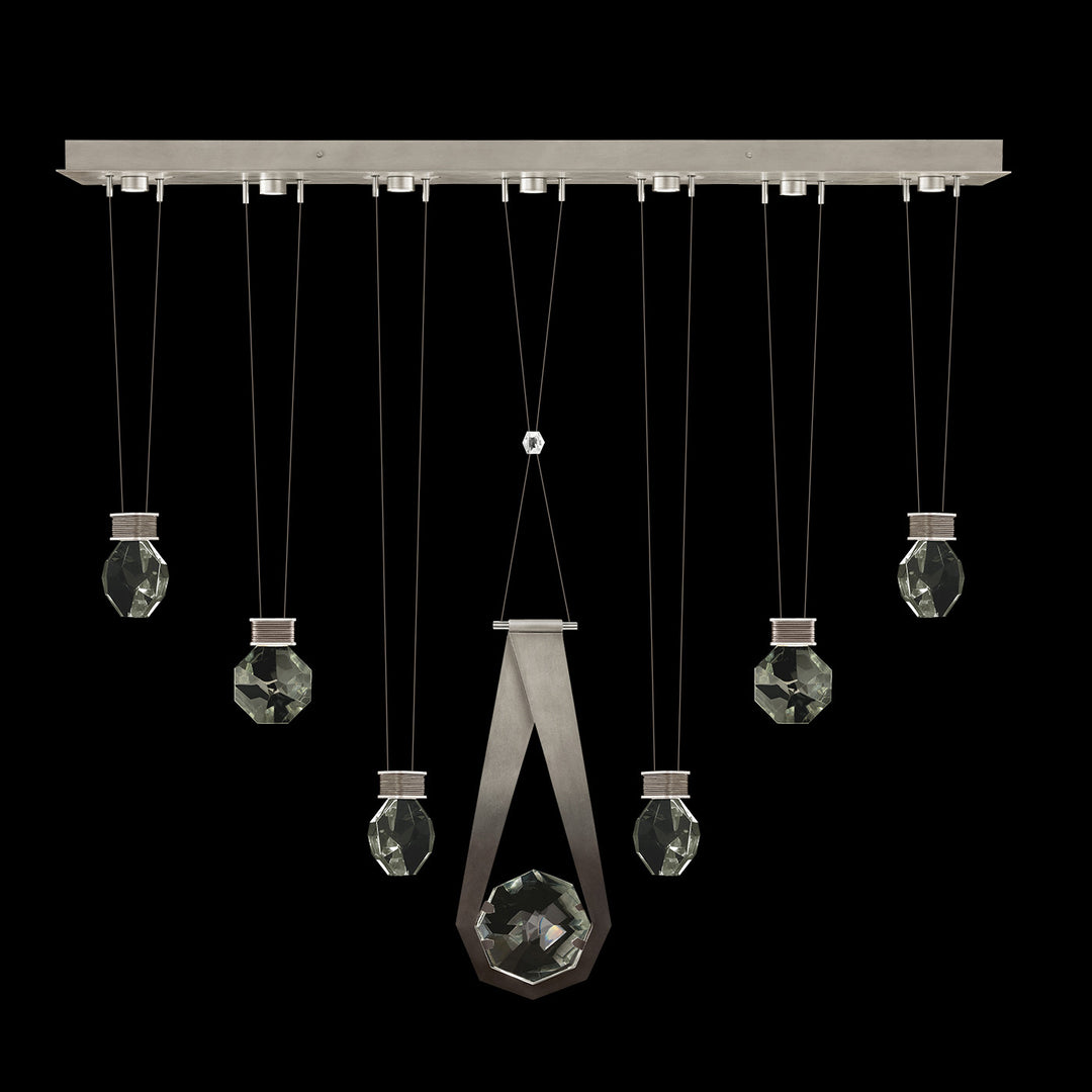 Fine Art Handcrafted Lighting Aria 60"W Linear Pendant in Soft Ombre Silver Leaf, 2444444 (100007-4-2444444)