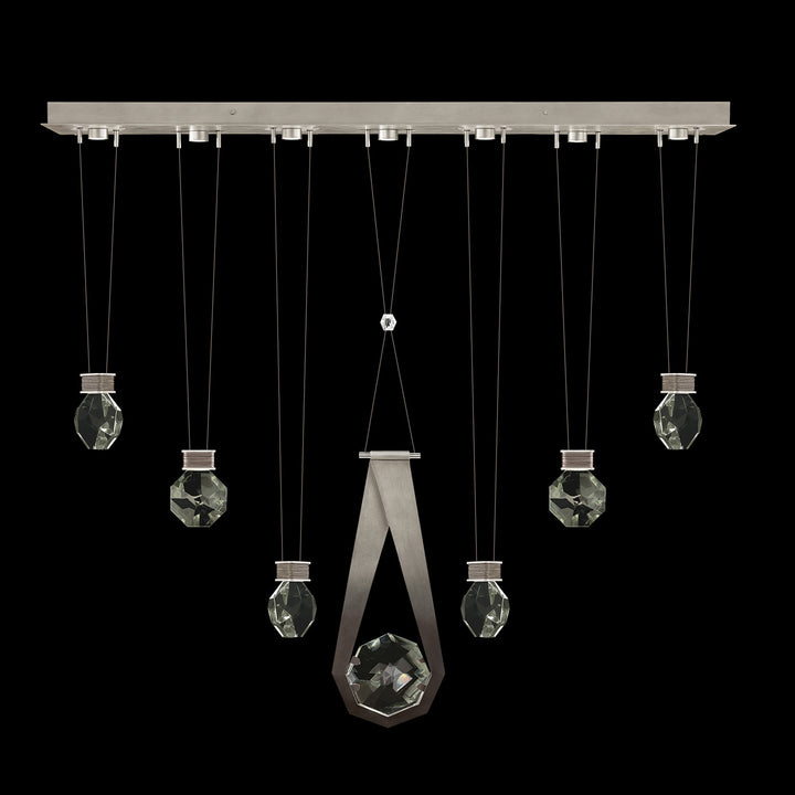 Fine Art Handcrafted Lighting Aria 60"W Linear Pendant in Soft Ombre Silver Leaf, 2444444 (100007-4-2444444)