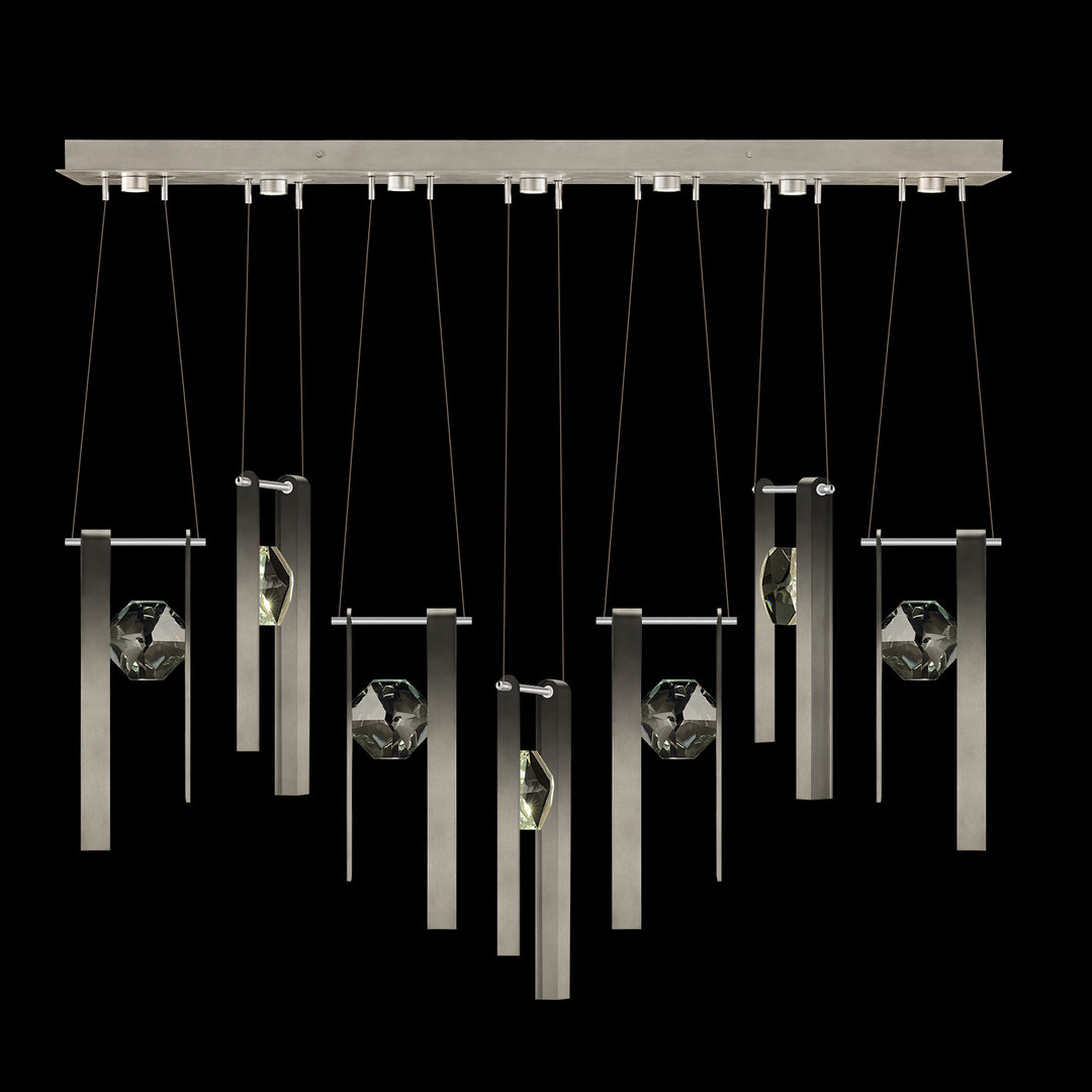 Fine Art Handcrafted Lighting Aria 60"W Linear Pendant in Soft Ombre Silver Leaf, 3333333 (100007-4-3333333)