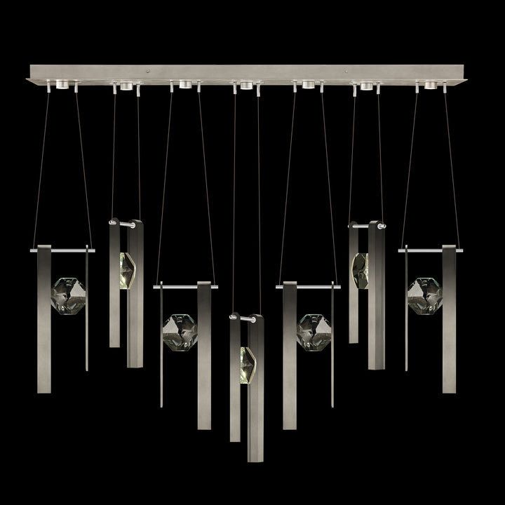 Fine Art Handcrafted Lighting Aria 60"W Linear Pendant in Soft Ombre Silver Leaf, 3333333 (100007-4-3333333)