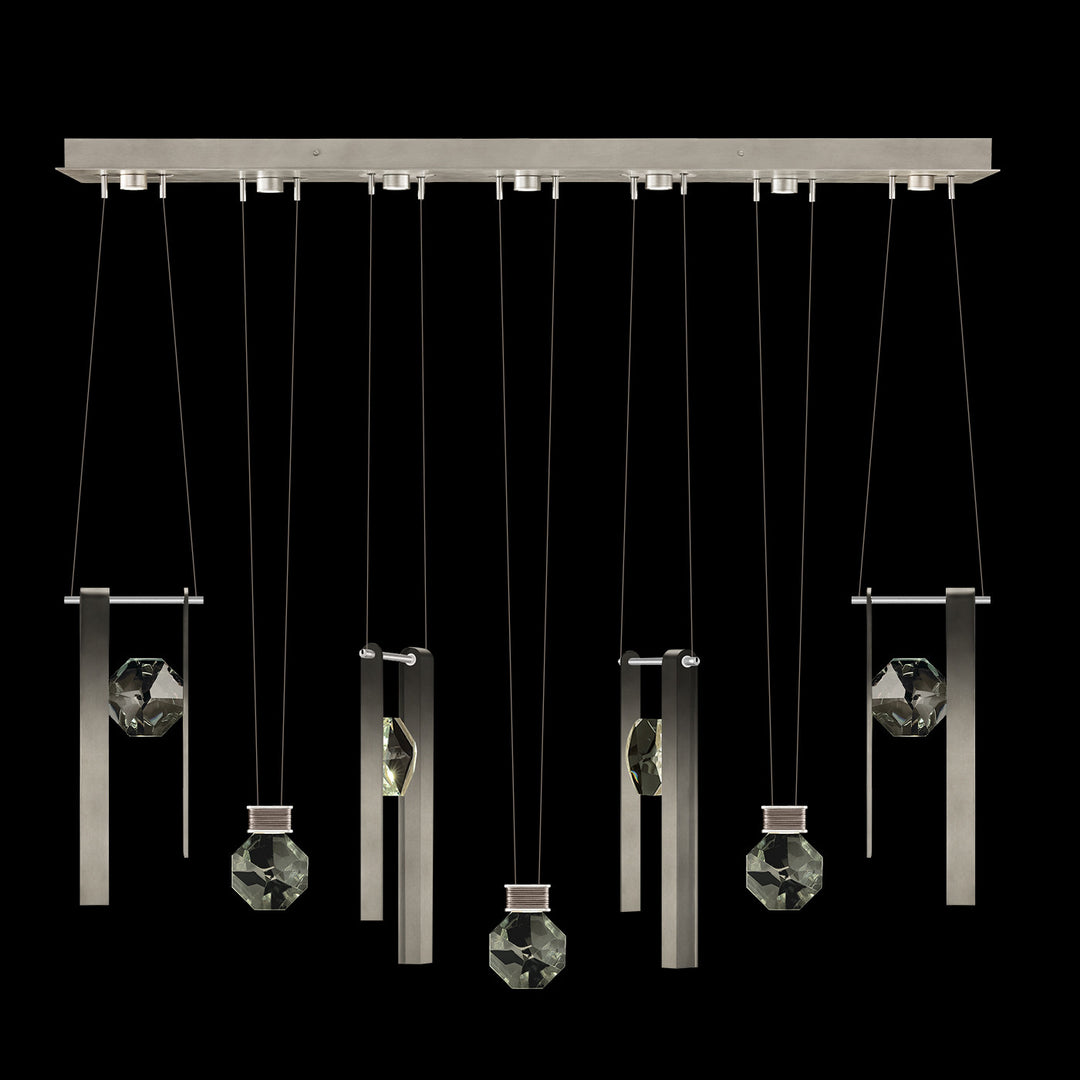 Fine Art Handcrafted Lighting Aria 60"W Linear Pendant in Soft Ombre Silver Leaf, 3333444 (100007-4-3333444)