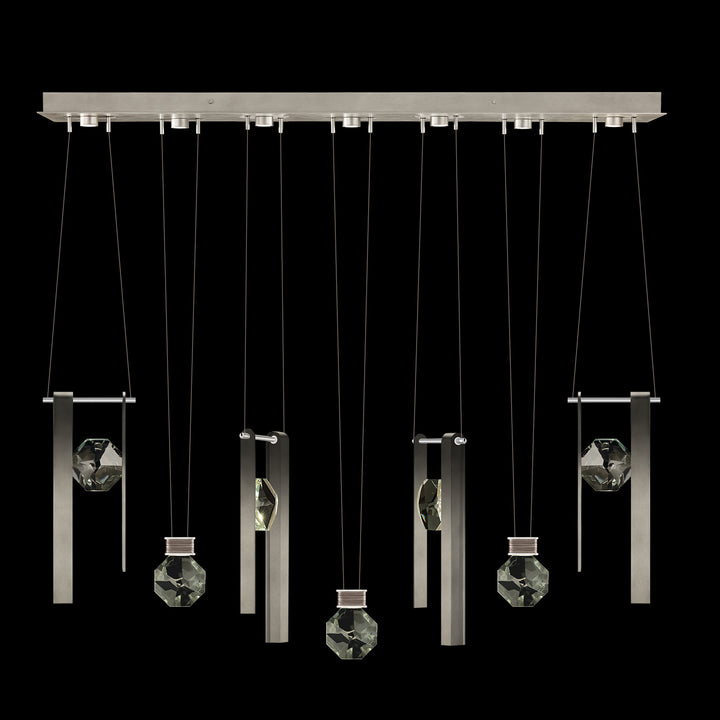 Fine Art Handcrafted Lighting Aria 60"W Linear Pendant in Soft Ombre Silver Leaf, 3333444 (100007-4-3333444)