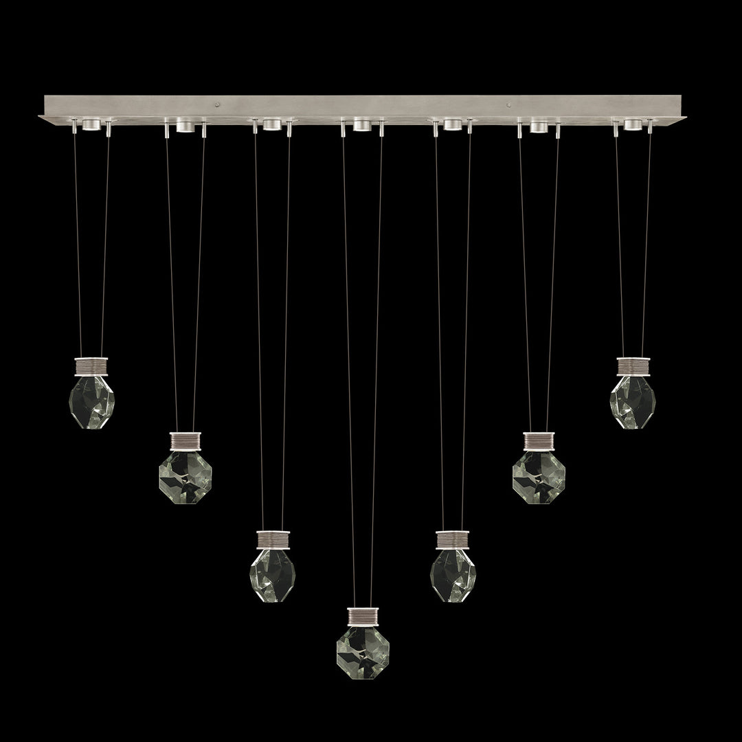 Fine Art Handcrafted Lighting Aria 60"W Linear Pendant in Soft Ombre Silver Leaf, 4444444 (100007-4-4444444)