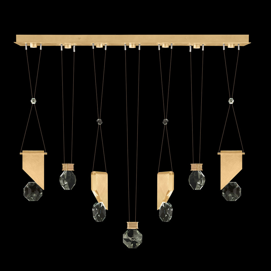 Fine Art Handcrafted Lighting Aria 60"W Linear Pendant in Brushed Gold Leaf, 1111444 (100007-5-1111444)