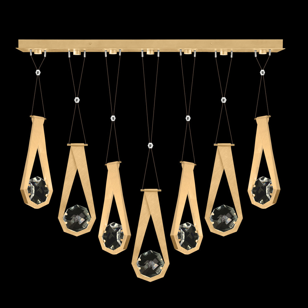 Fine Art Handcrafted Lighting Aria 60"W Linear Pendant in Brushed Gold Leaf, 2222222 (100007-5-2222222)