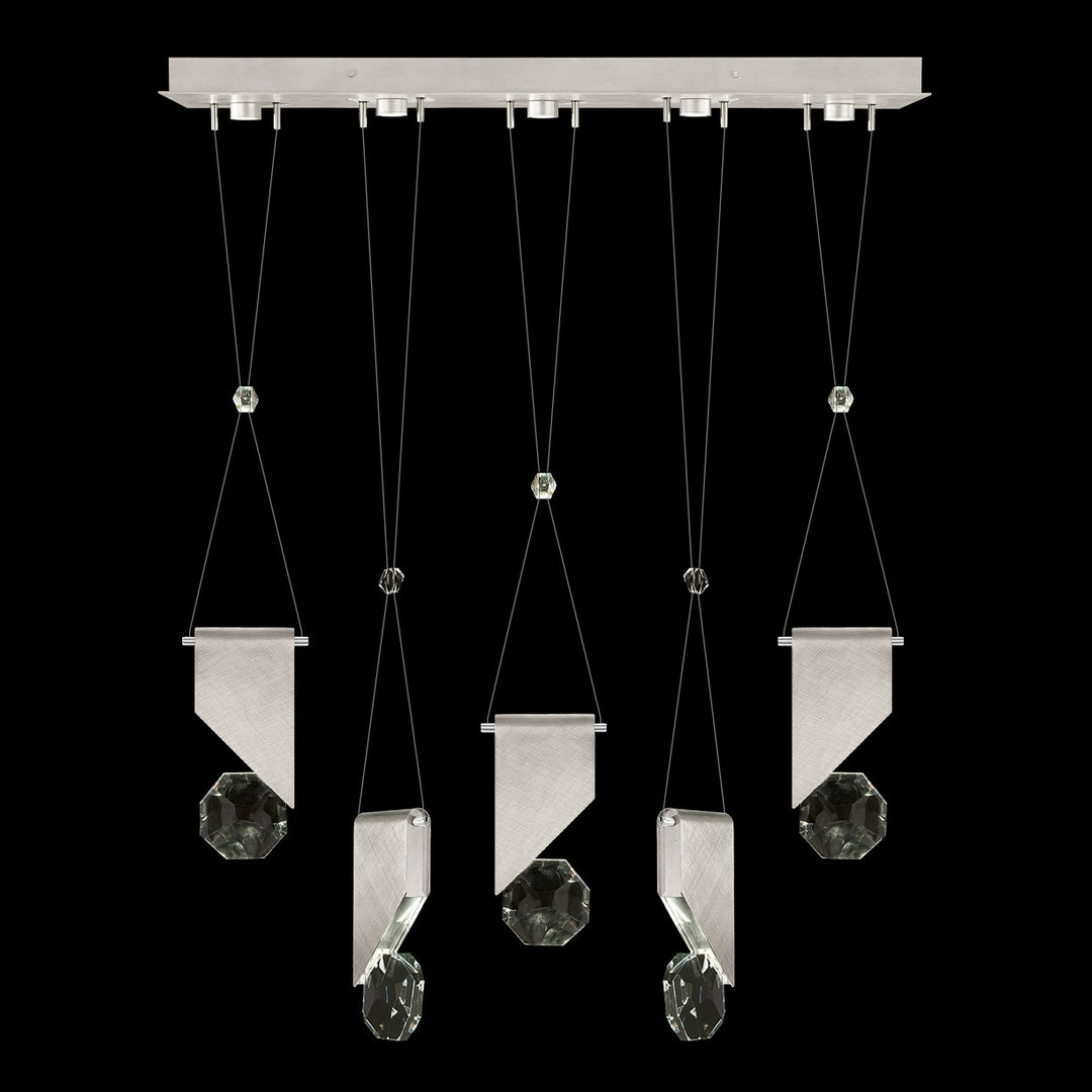 Fine Art Handcrafted Lighting Aria 43"W Linear Pendant in Brushed Silver, 11111 (100006-1-11111)