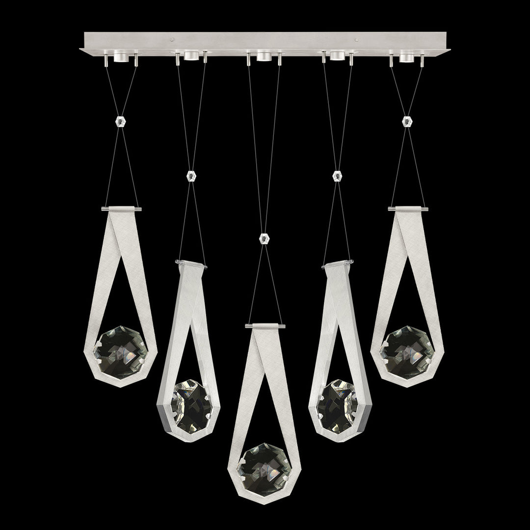 Fine Art Handcrafted Lighting Aria 43"W Linear Pendant in Brushed Silver, 22222 (100006-1-22222)