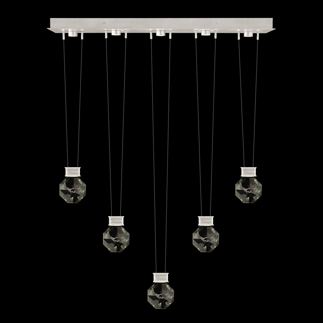 Fine Art Handcrafted Lighting Aria 43"W Linear Pendant in Brushed Silver, 44444 (100006-1-44444)
