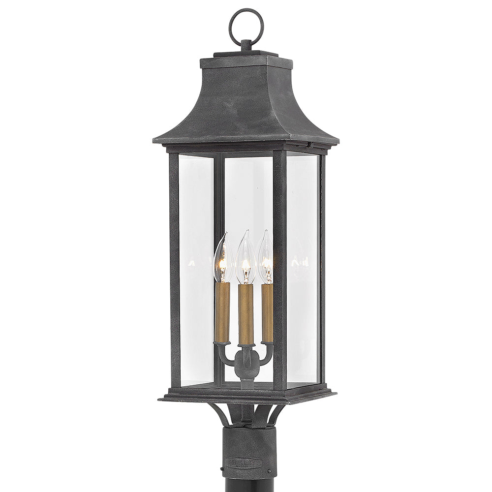 Hinkley Adair Outdoor Post Mount Lantern Large Post Mount Lantern Aged Zinc 2931DZ