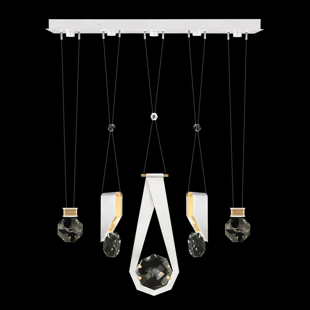 Fine Art Handcrafted Lighting Aria 43"W Linear Pendant in Standard Gold Leaf/White Lacquer, 11244 (100006-2-11244)
