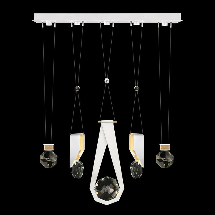 Fine Art Handcrafted Lighting Aria 43"W Linear Pendant in Standard Gold Leaf/White Lacquer, 11244 (100006-2-11244)