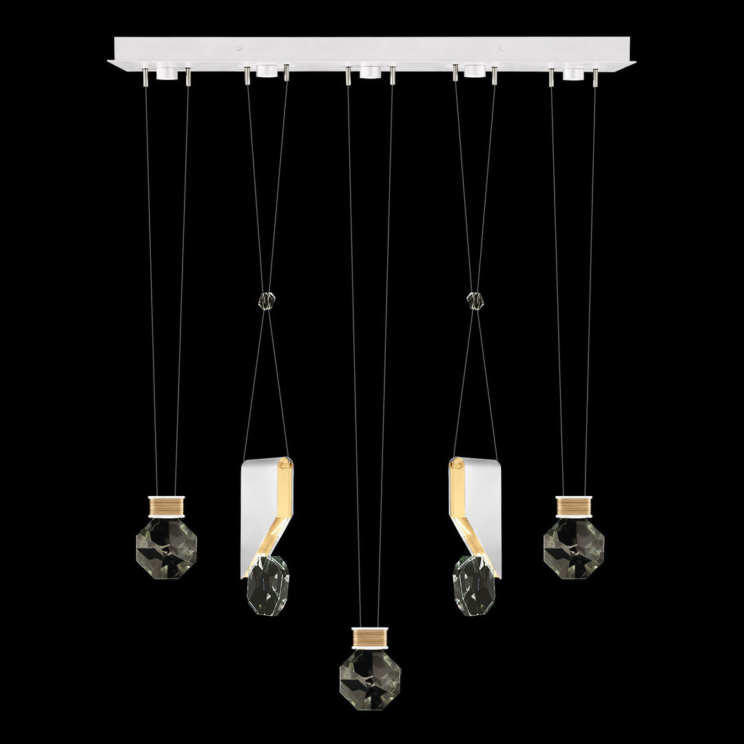 Fine Art Handcrafted Lighting Aria 43"W Linear Pendant in Standard Gold Leaf/White Lacquer, 11444 (100006-2-11444)
