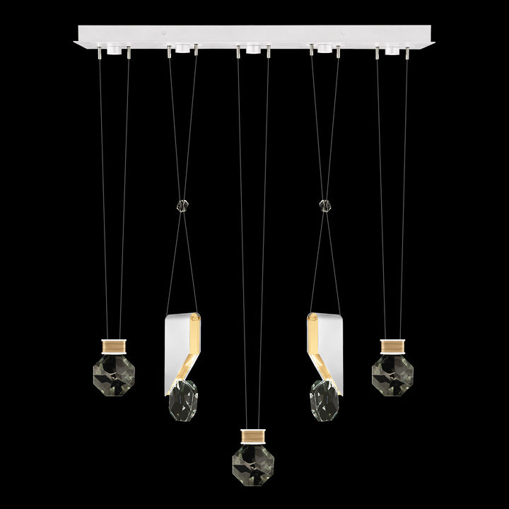 Fine Art Handcrafted Lighting Aria 43"W Linear Pendant in Standard Gold Leaf/White Lacquer, 11444 (100006-2-11444)