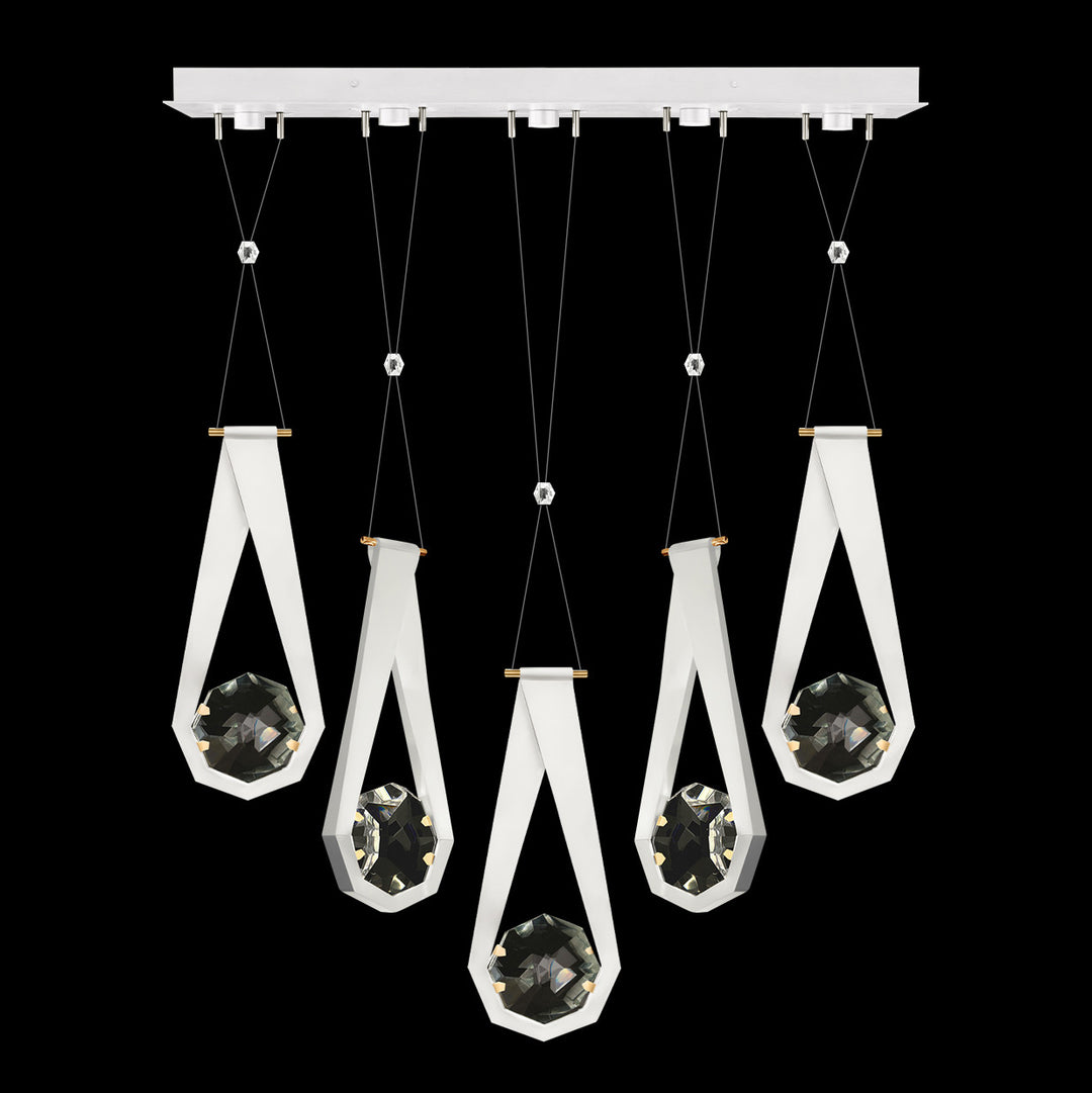 Fine Art Handcrafted Lighting Aria 43"W Linear Pendant in Standard Gold Leaf/White Lacquer, 22222 (100006-2-22222)