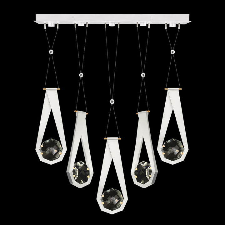 Fine Art Handcrafted Lighting Aria 43"W Linear Pendant in Standard Gold Leaf/White Lacquer, 22222 (100006-2-22222)