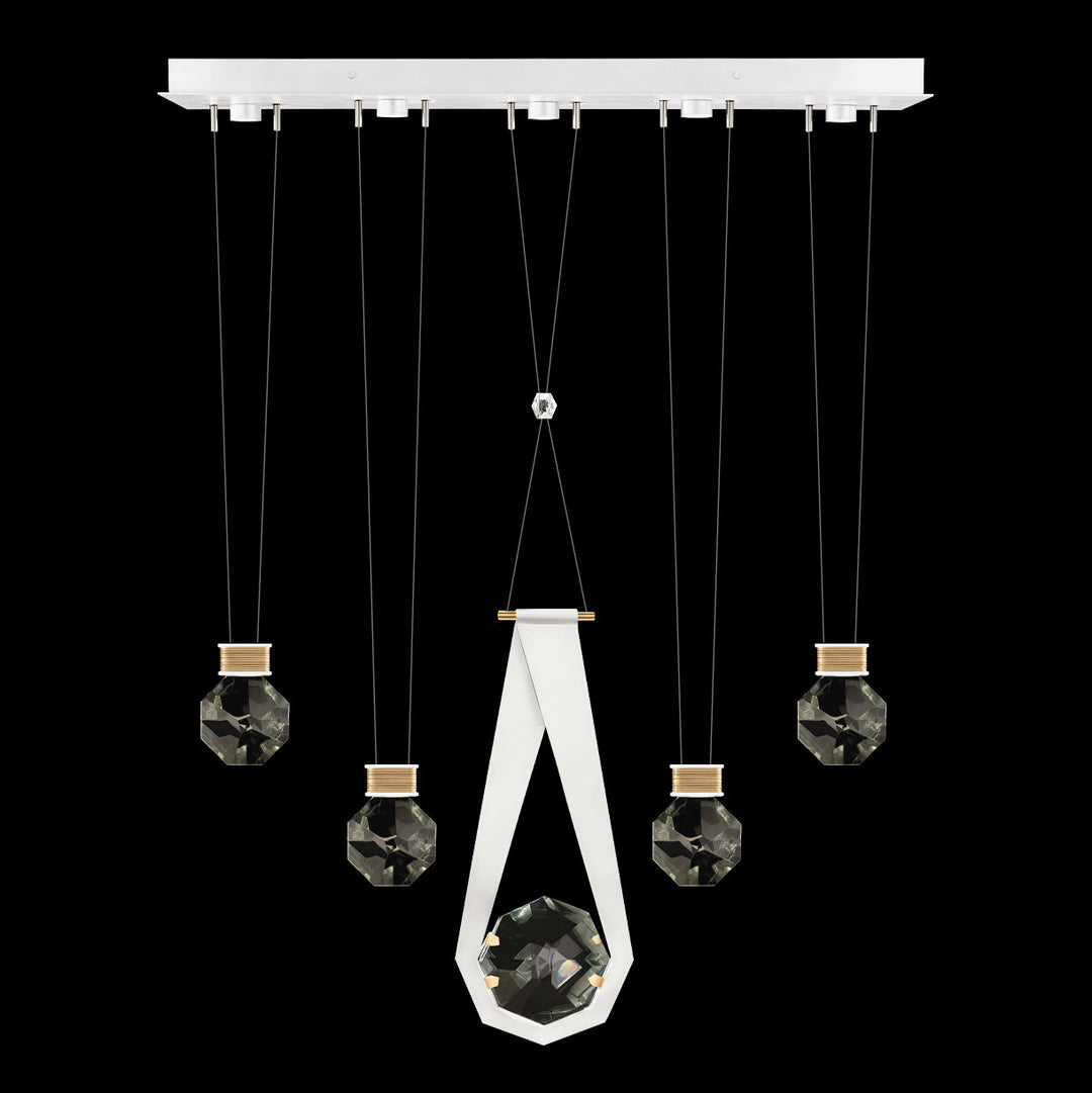 Fine Art Handcrafted Lighting Aria 43"W Linear Pendant in Standard Gold Leaf/White Lacquer, 24444 (100006-2-24444)