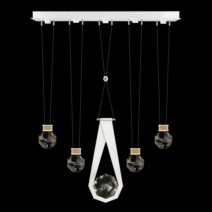 Fine Art Handcrafted Lighting Aria 43"W Linear Pendant in Standard Gold Leaf/White Lacquer, 24444 (100006-2-24444)