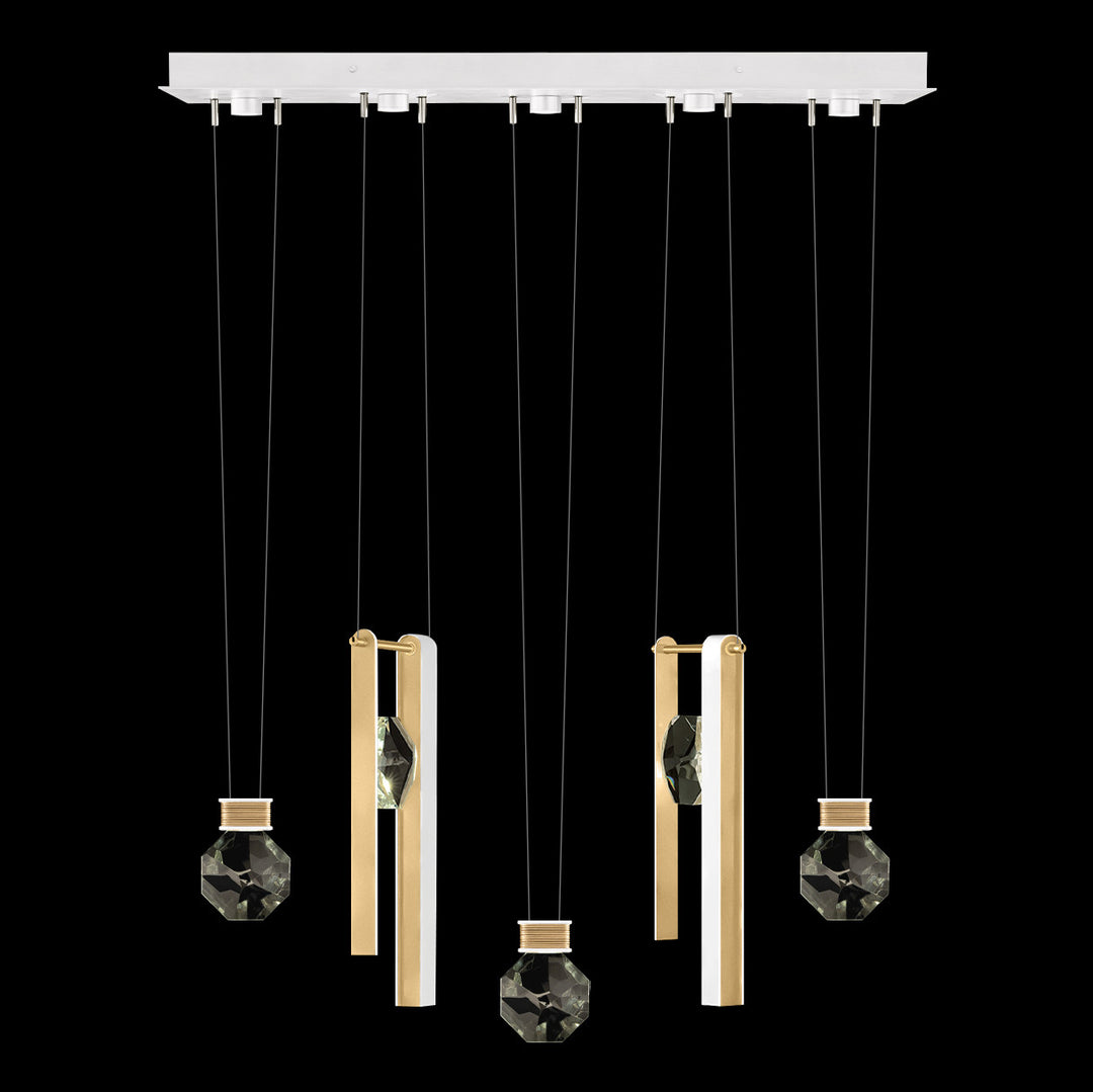 Fine Art Handcrafted Lighting Aria 43"W Linear Pendant in Standard Gold Leaf/White Lacquer, 33444 (100006-2-33444)