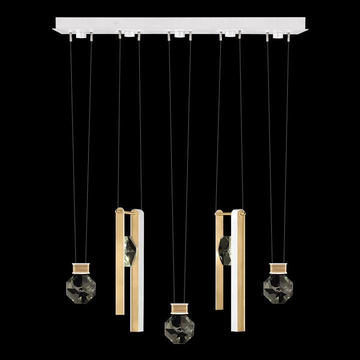 Fine Art Handcrafted Lighting Aria 43"W Linear Pendant in Standard Gold Leaf/White Lacquer, 33444 (100006-2-33444)