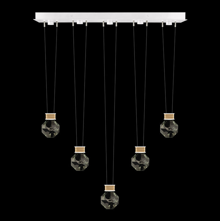 Fine Art Handcrafted Lighting Aria 43"W Linear Pendant in Standard Gold Leaf/White Lacquer, 44444 (100006-2-44444)
