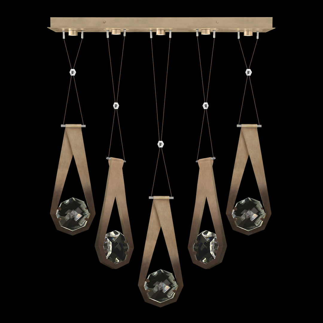 Fine Art Handcrafted Lighting Aria 43"W Linear Pendant in Soft Ombre Bronze, 22222 (100006-3-22222)