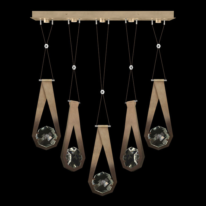 Fine Art Handcrafted Lighting Aria 43"W Linear Pendant in Soft Ombre Bronze, 22222 (100006-3-22222)
