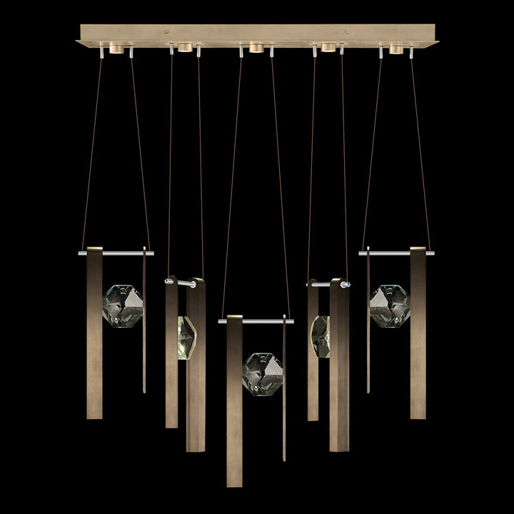 Fine Art Handcrafted Lighting Aria 43"W Linear Pendant in Soft Ombre Bronze, 33333 (100006-3-33333)