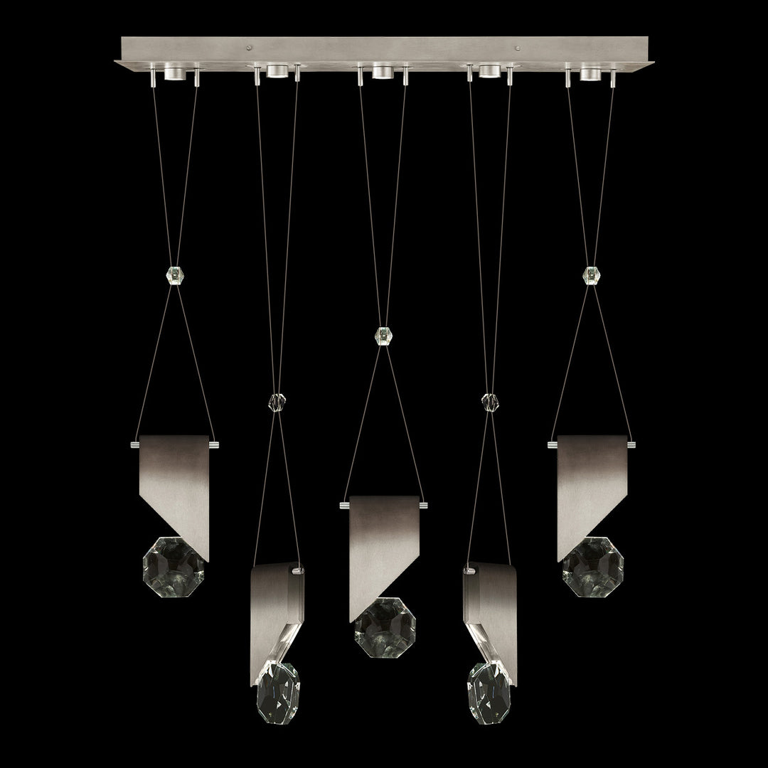 Fine Art Handcrafted Lighting Aria 43"W Linear Pendant in Soft Ombre Silver Leaf, 11111 (100006-4-11111)