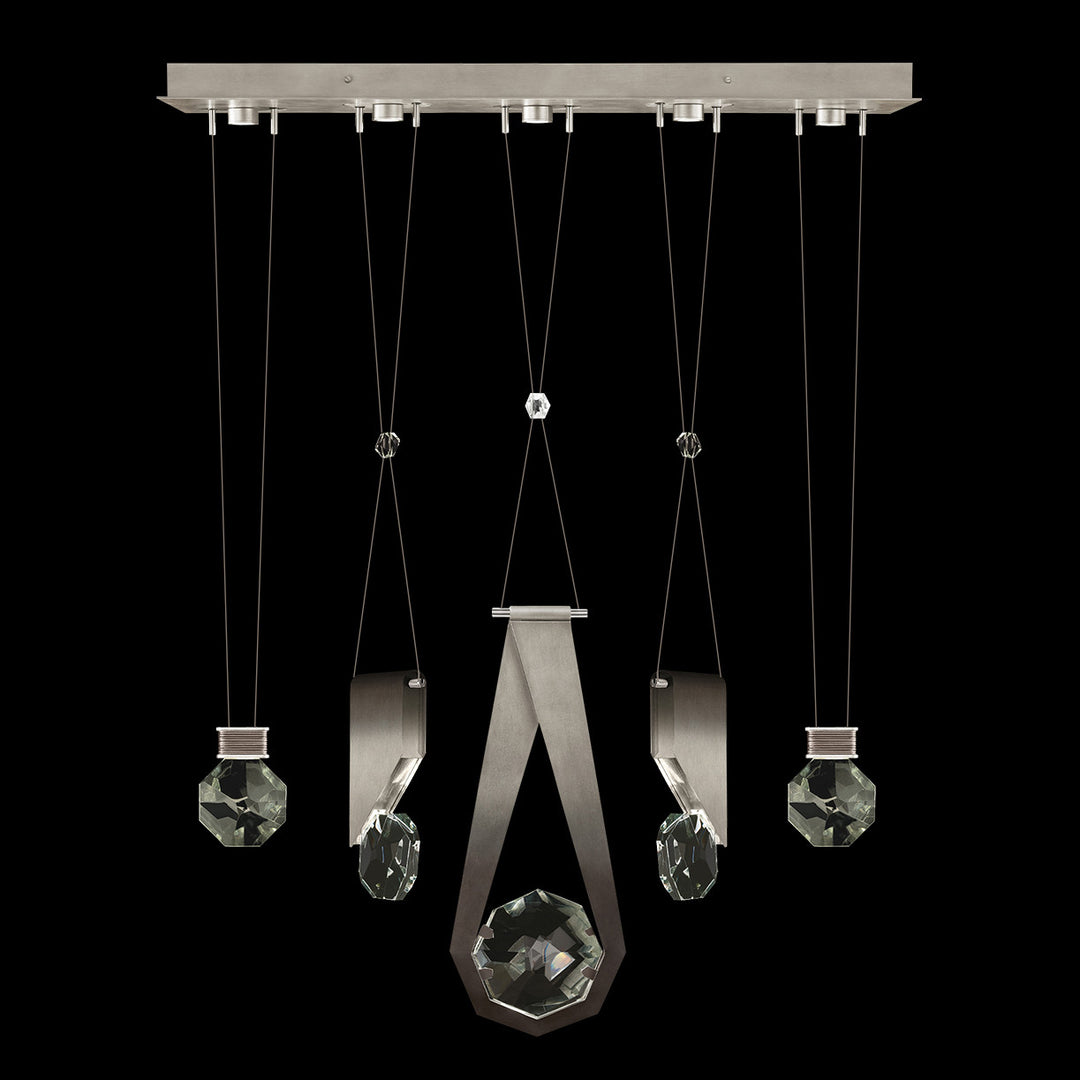 Fine Art Handcrafted Lighting Aria 43"W Linear Pendant in Soft Ombre Silver Leaf, 11244 (100006-4-11244)