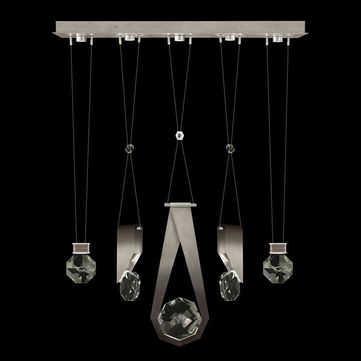 Fine Art Handcrafted Lighting Aria 43"W Linear Pendant in Soft Ombre Silver Leaf, 11244 (100006-4-11244)