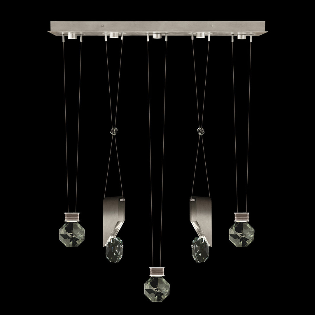 Fine Art Handcrafted Lighting Aria 43"W Linear Pendant in Soft Ombre Silver Leaf, 11444 (100006-4-11444)