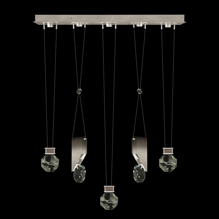 Fine Art Handcrafted Lighting Aria 43"W Linear Pendant in Soft Ombre Silver Leaf, 11444 (100006-4-11444)