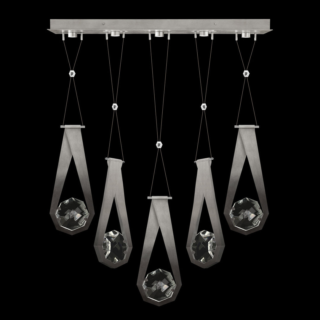 Fine Art Handcrafted Lighting Aria 43"W Linear Pendant in Soft Ombre Silver Leaf, 22222 (100006-4-22222)