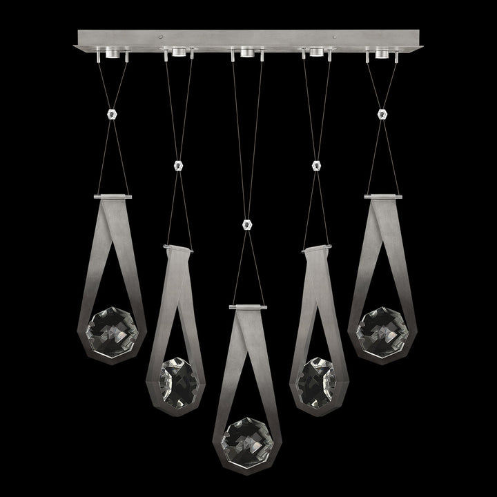 Fine Art Handcrafted Lighting Aria 43"W Linear Pendant in Soft Ombre Silver Leaf, 22222 (100006-4-22222)