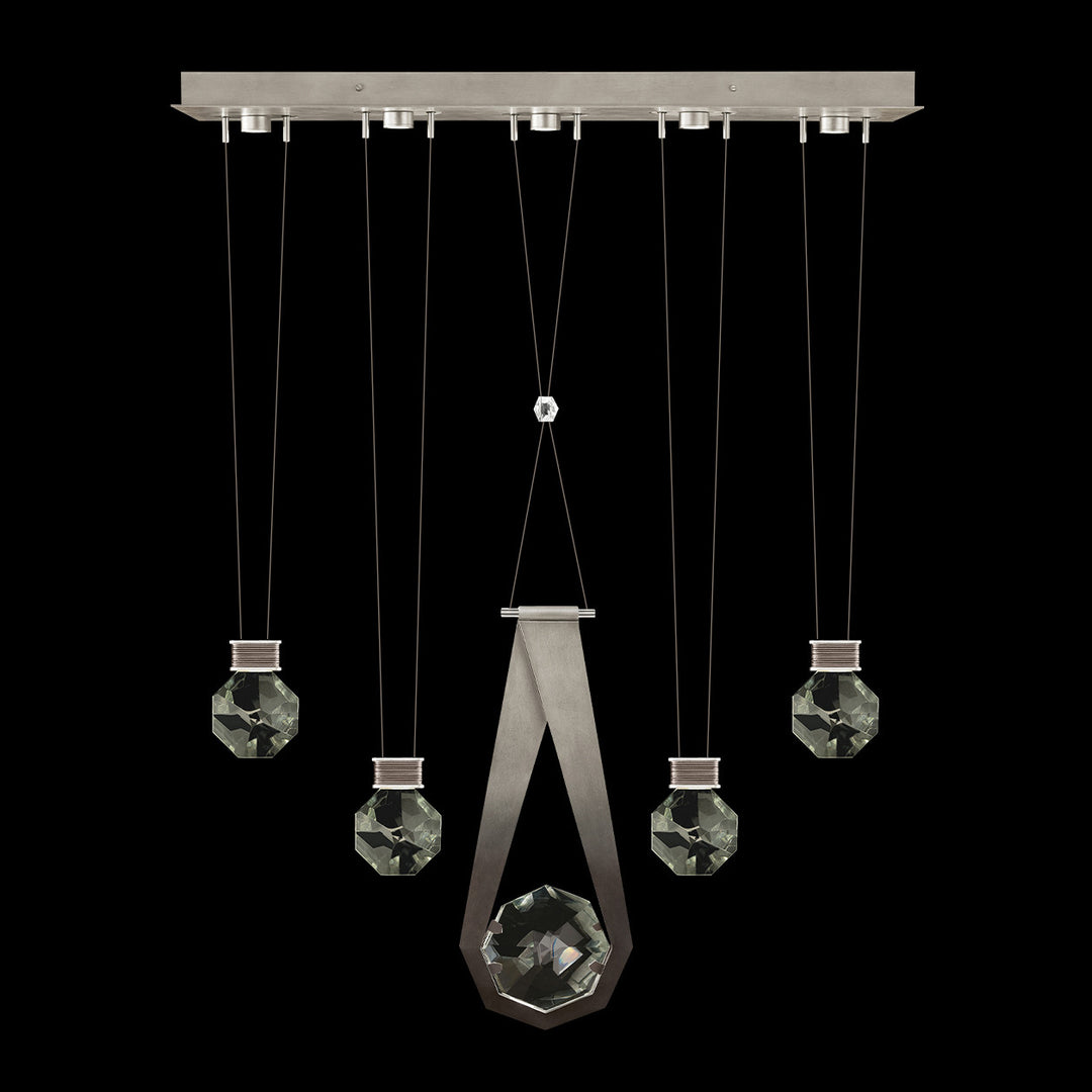 Fine Art Handcrafted Lighting Aria 43"W Linear Pendant in Soft Ombre Silver Leaf, 24444 (100006-4-24444)