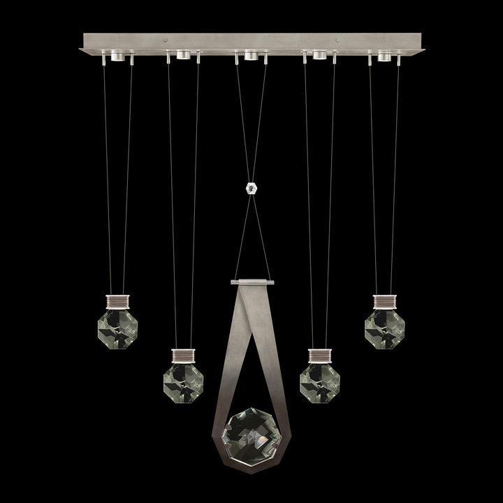 Fine Art Handcrafted Lighting Aria 43"W Linear Pendant in Soft Ombre Silver Leaf, 24444 (100006-4-24444)