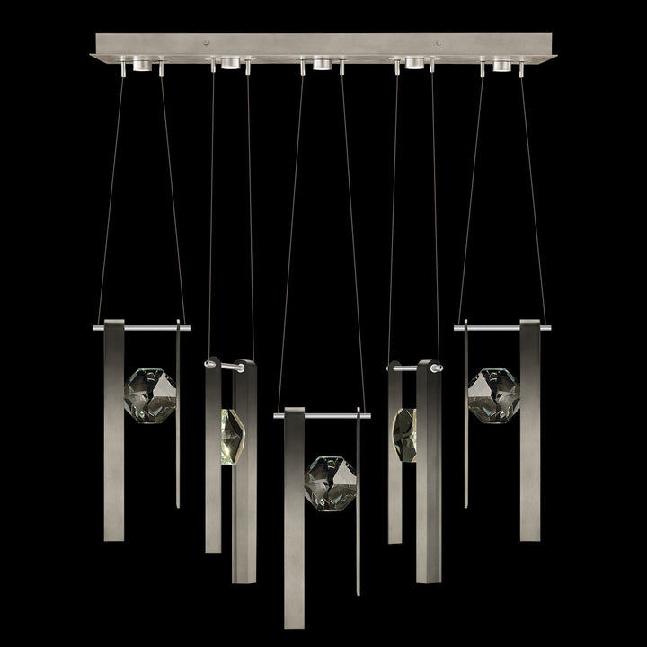Fine Art Handcrafted Lighting Aria 43"W Linear Pendant in Soft Ombre Silver Leaf, 33333 (100006-4-33333)