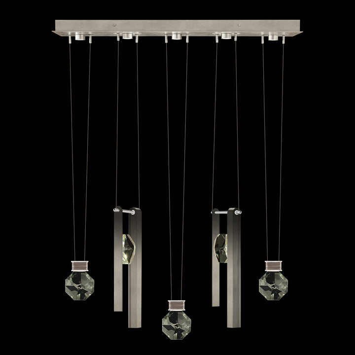 Fine Art Handcrafted Lighting Aria 43"W Linear Pendant in Soft Ombre Silver Leaf, 33444 (100006-4-33444)