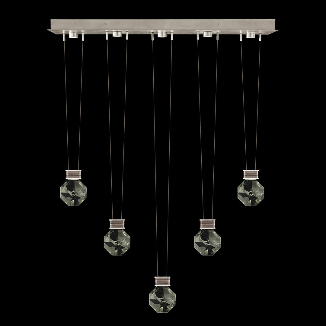 Fine Art Handcrafted Lighting Aria 43"W Linear Pendant in Soft Ombre Silver Leaf, 44444 (100006-4-44444)