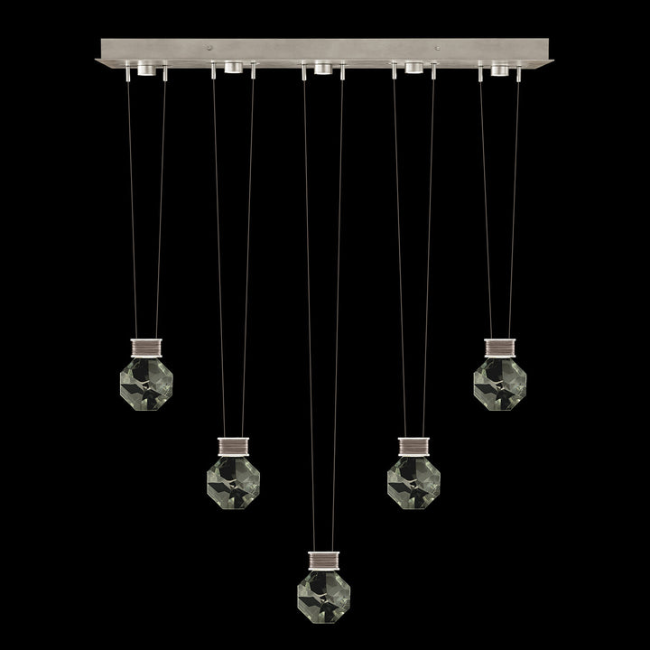 Fine Art Handcrafted Lighting Aria 43"W Linear Pendant in Soft Ombre Silver Leaf, 44444 (100006-4-44444)